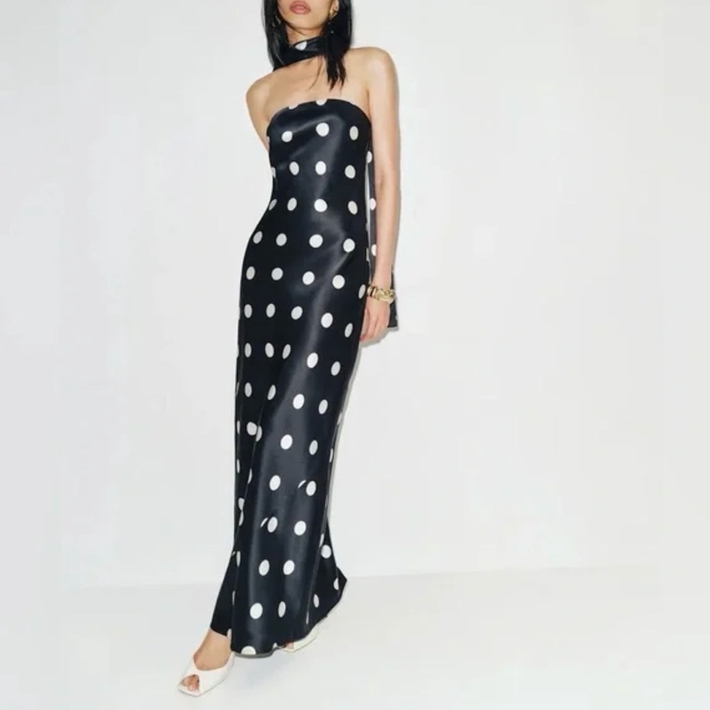 Reformation Oren Silk Dress In Moon Dot, NWOT, NEVER WORN, NO FLAWS. - Picture 1 of 5